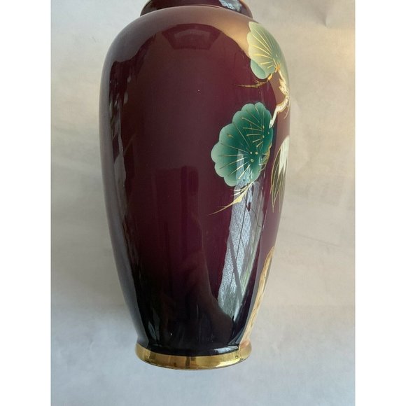 Vintage House of Global Art Hand Painted Crane Vase Signed - Picture 2 of 5